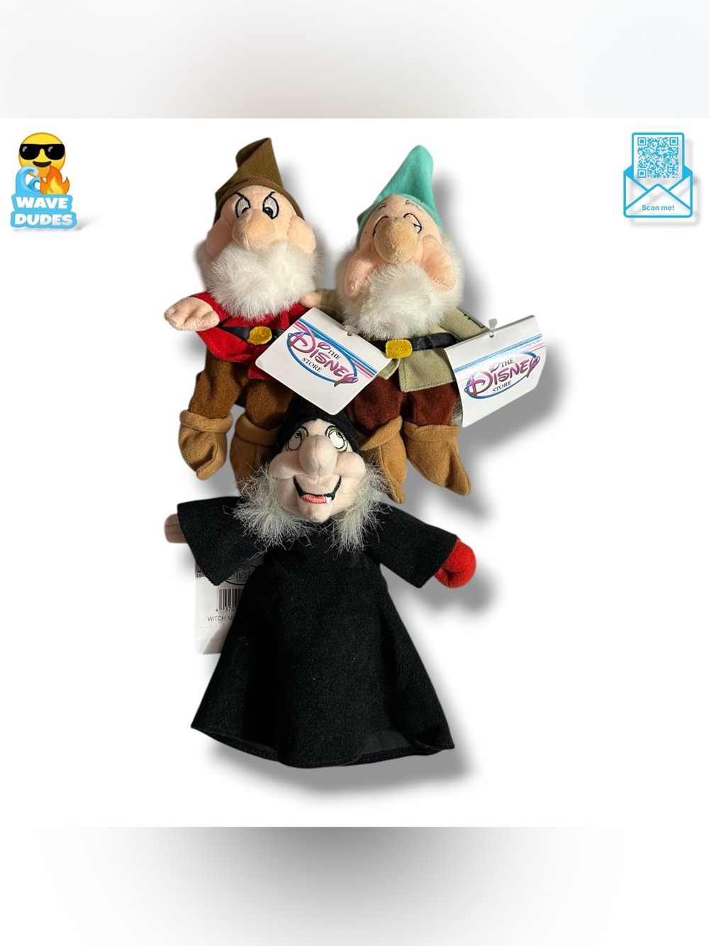 Disney Store Snow White & The 7 Dwarfs Witch, Sleepy & Grumpy Mini Plush Set